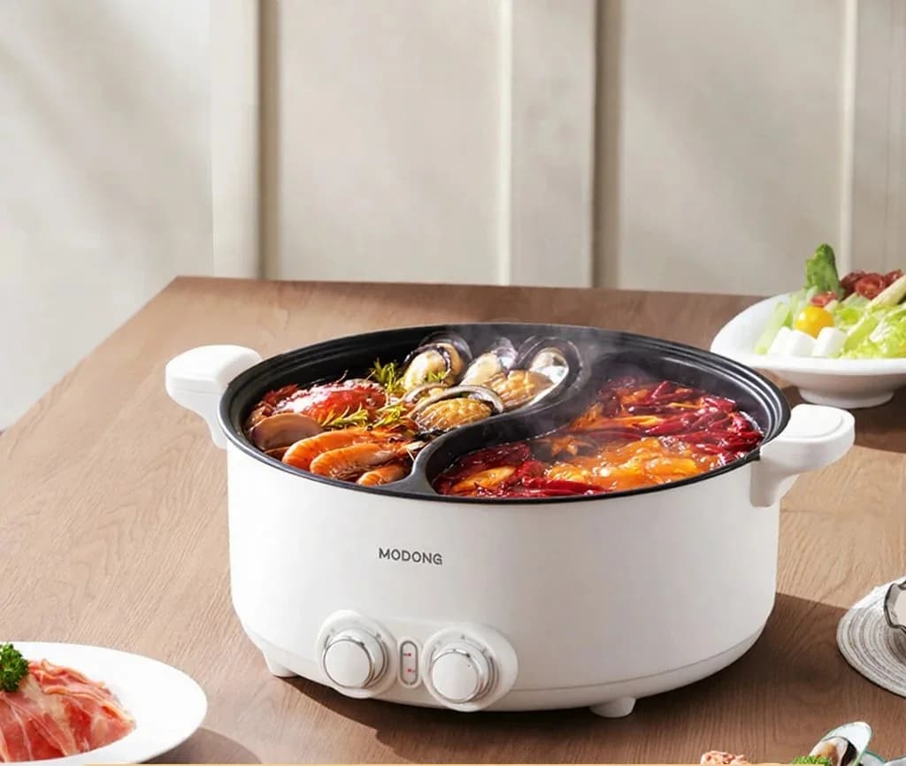 독립 온도 조절 7L 듀얼 존 전기 전골냄비