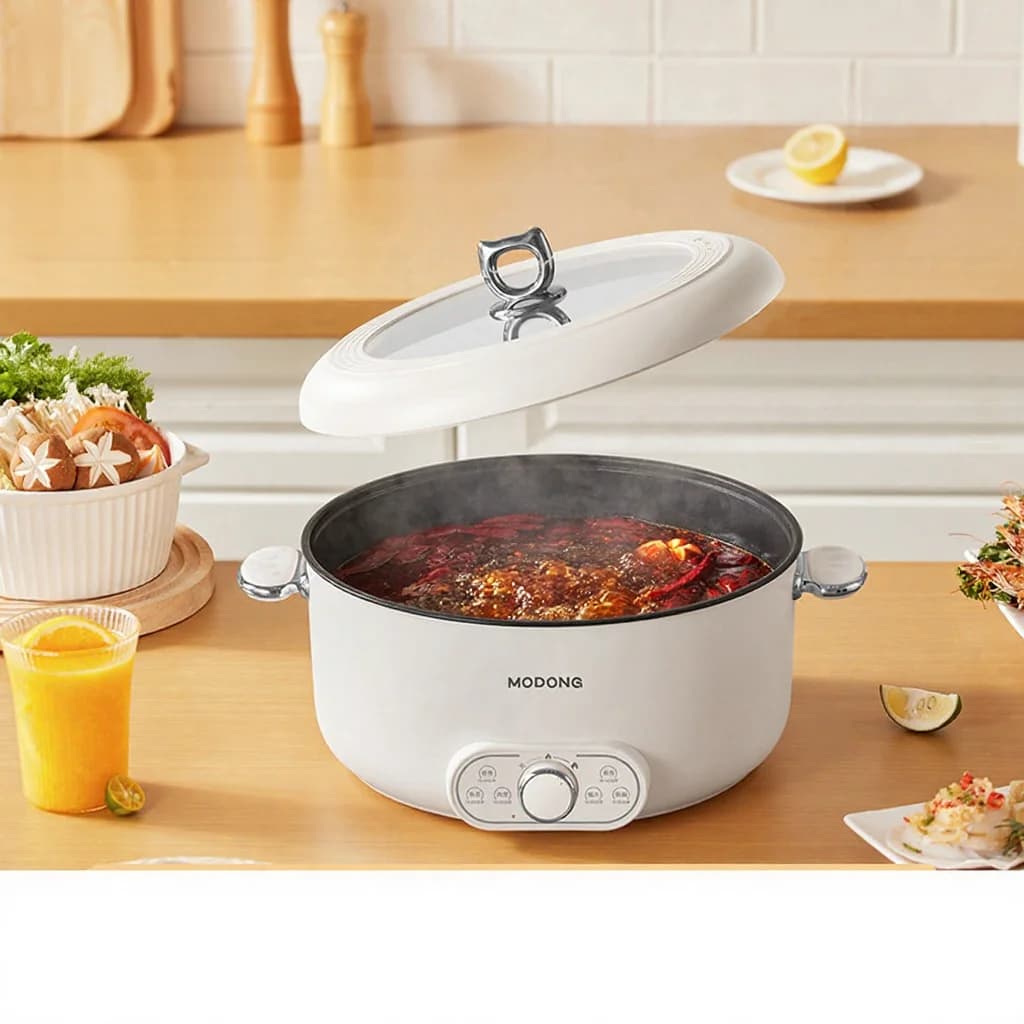 스팀기 포함 전기 전골 냄비, 8L 대용량, 220V