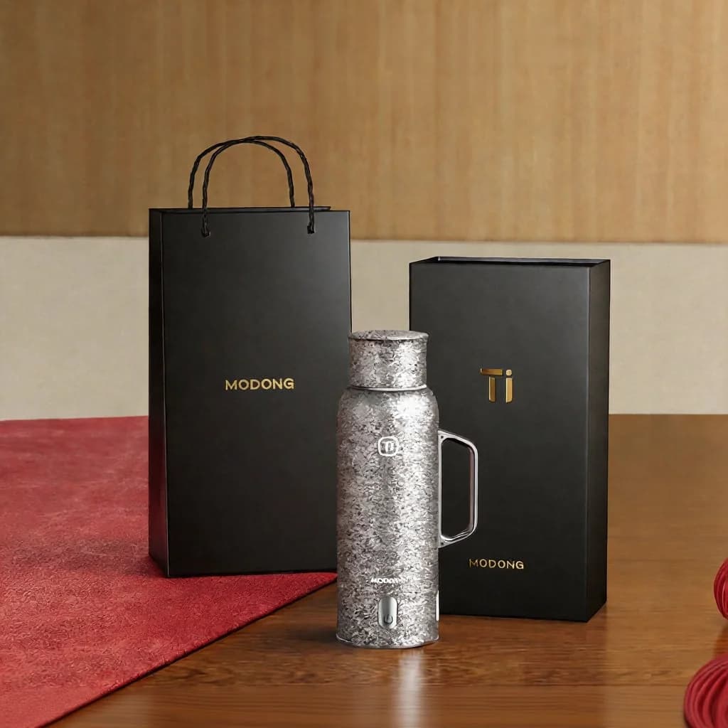 손잡이형 티타늄 가열 보온컵 680ml 기프트 박스