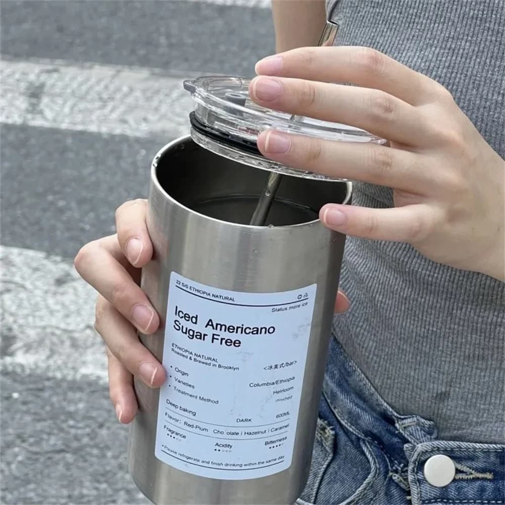 600ml 빨대 보온 컵