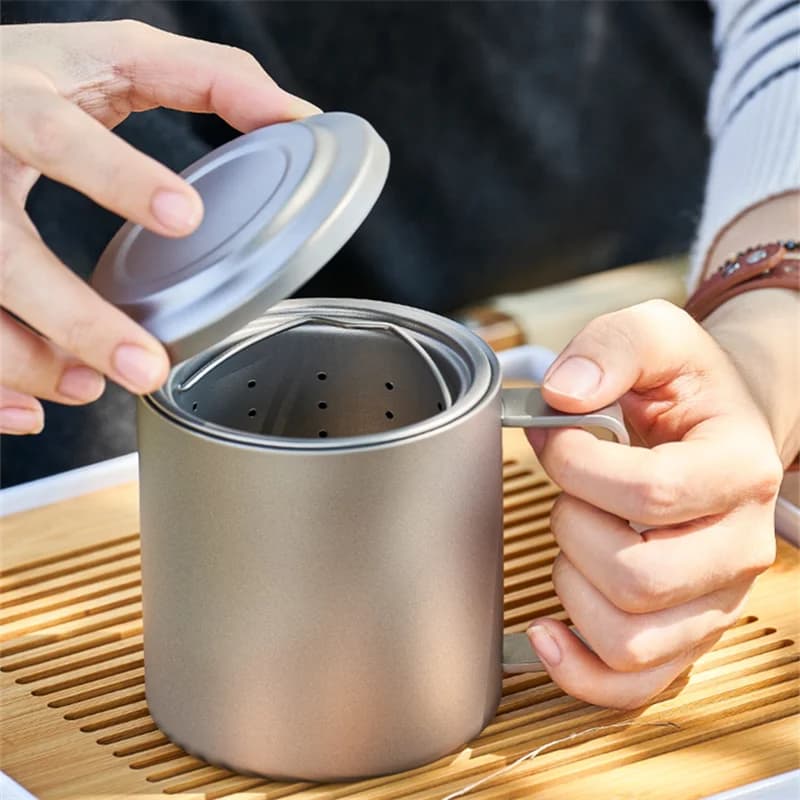 450ml 순수 티타늄 티 인퓨저 머그