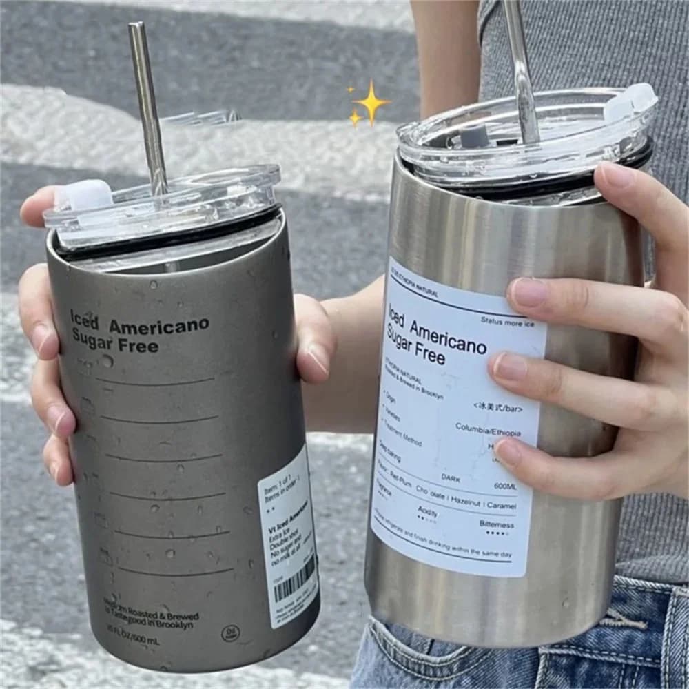 600ml 빨대 보온 컵